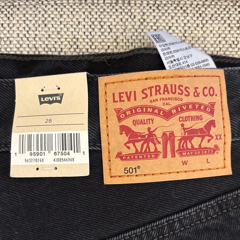 Levi's Black Distressed High-Rise Jean Shorts - Picture 2 of 5